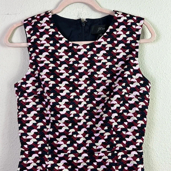NWT J. Crew Geometric pattern Sheath Dress sleeveless round neck size 4 - Picture 5 of 16
